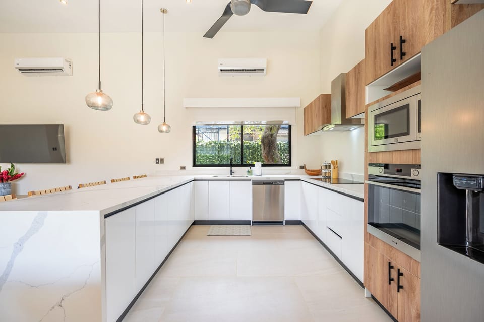Whether you prefer to whip up your own meals or simply reheat local takeout, our fully functional kitchen has you covered for either.