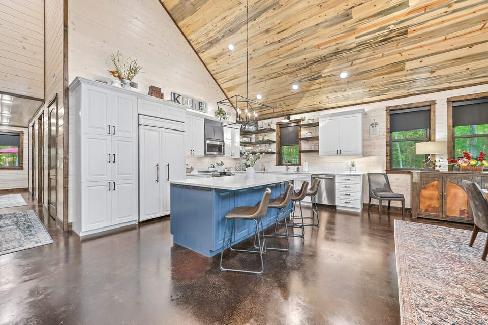Closed cabinets keep kitchen items hidden, giving the space a clean, uncluttered look.