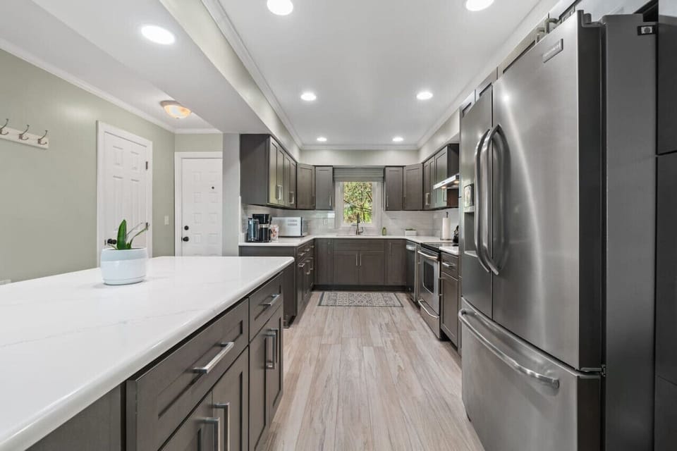 Full kitchen with cooking essentials