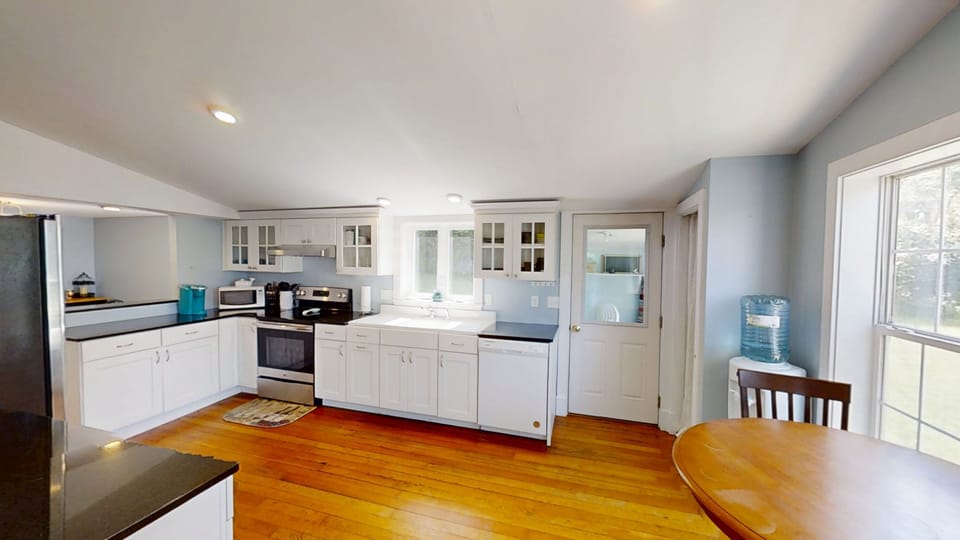 Open well equipped kitchen area.