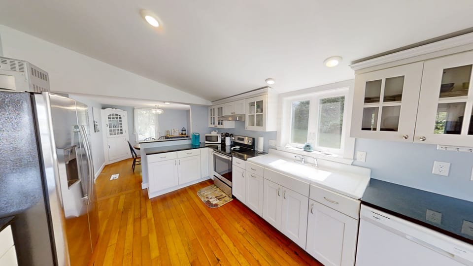 Open well equipped kitchen area.