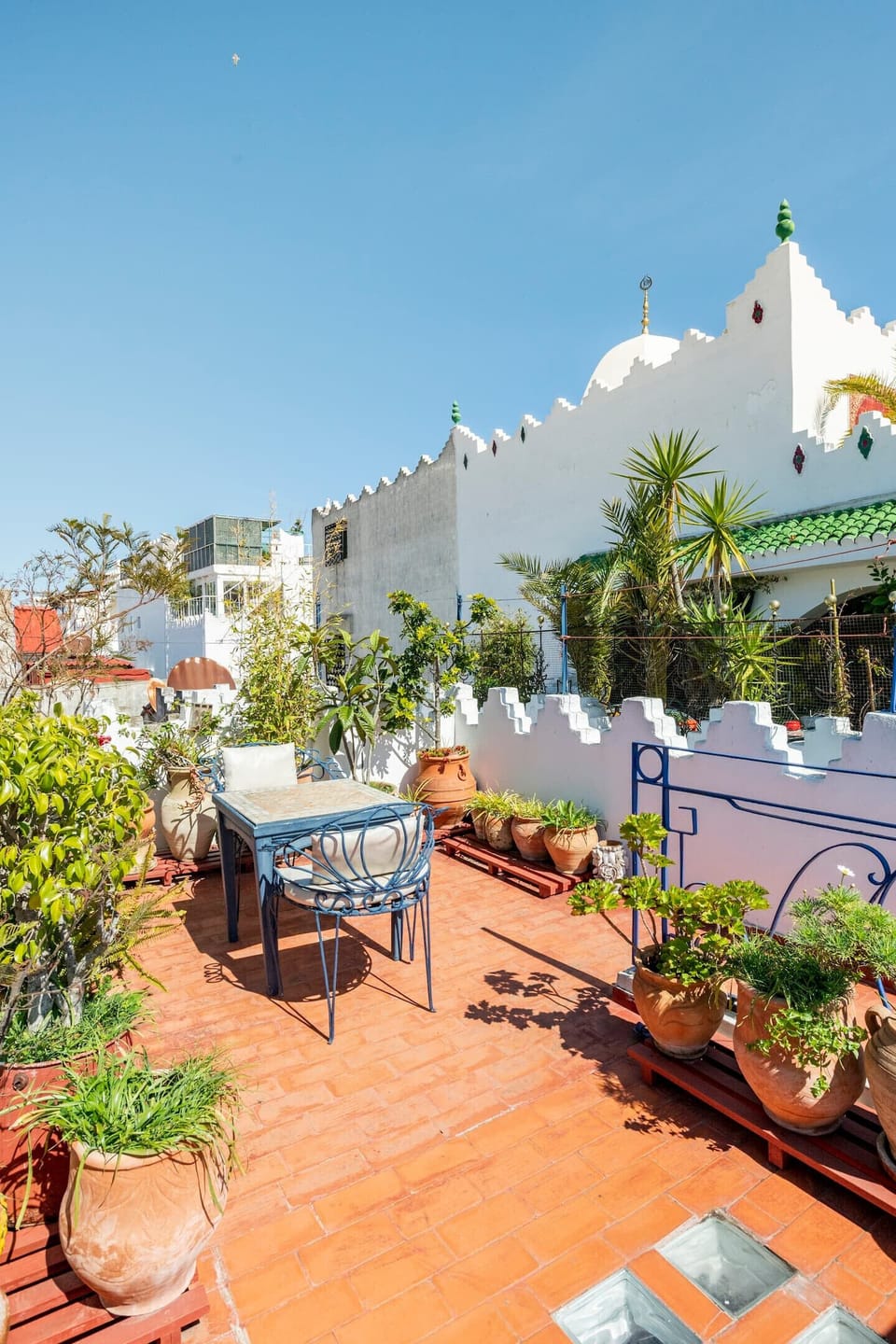 Rooftop terrace: Relax and unwind on our rooftop terrace with stunning views of Tangier.