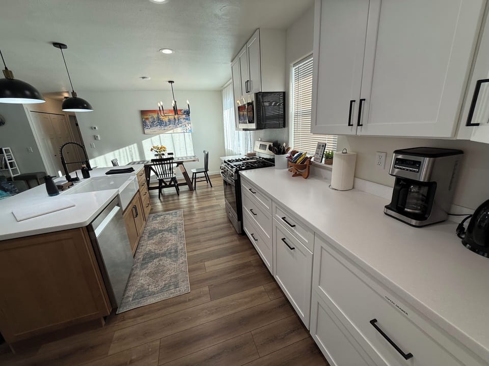 Large modern open kitchen. Welcome Snacks, Coffee, Tea and Hot Chocolate. 