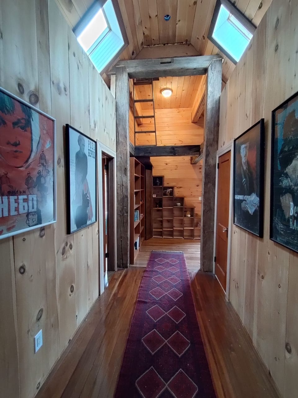 hallway on top floor - bedroom is door on left, bathroom 2 is door on right