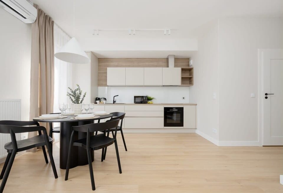 Kitchenette with coffee machine.