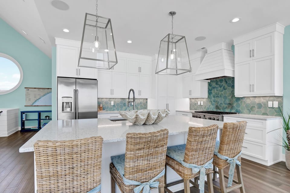 kitchen island with chairs to provide additional seating