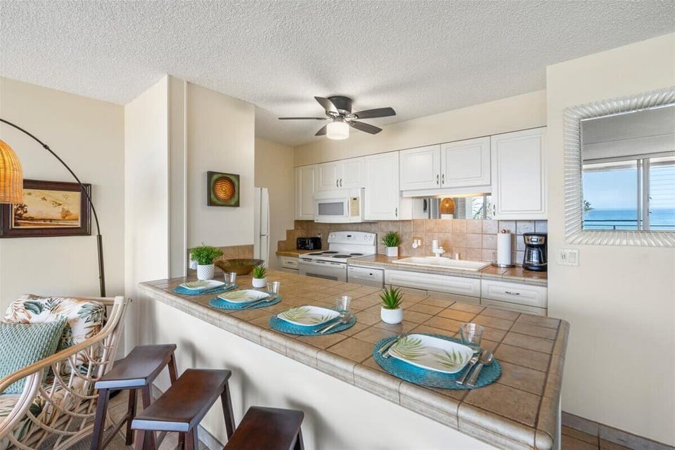 Kitchen area is equipped with all your basic cooking needs