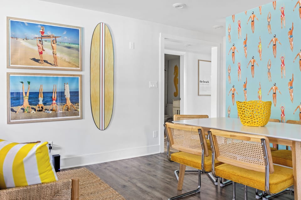 beach themed dining and living room