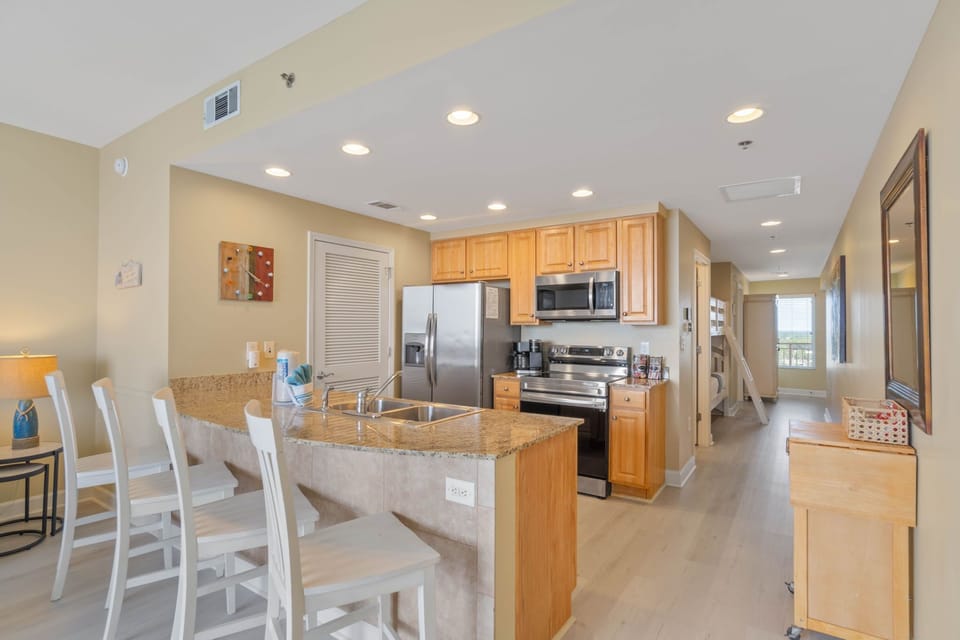 Full-functioning kitchen with modern appliances are available for your use.