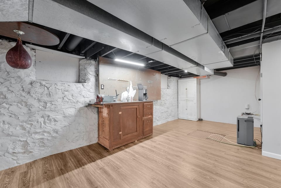 Finished Basement with Punching Bag