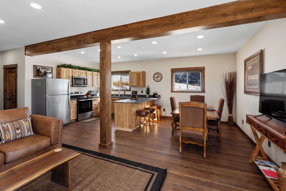 Inviting open floor plan. Kitchen merges with livingroom and dining area