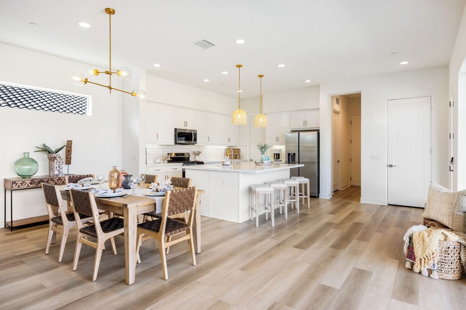 Open layout brings the kitchen and dining area together comfortably.