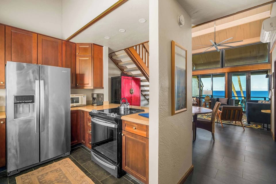 Poipu Makai #A3 - Ocean View Kitchen & Living Room - Parrish Kauai