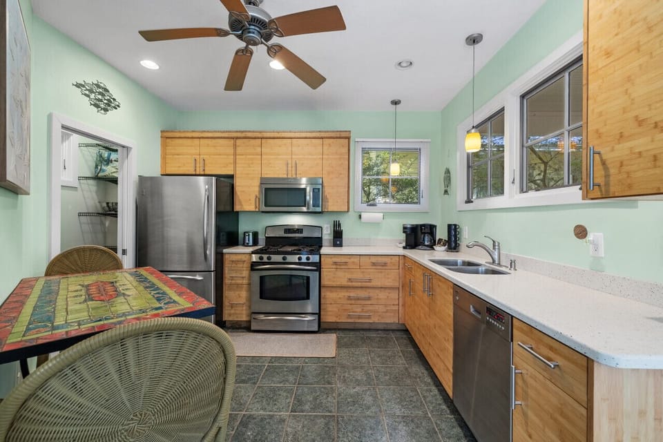 Large kitchen with gas range