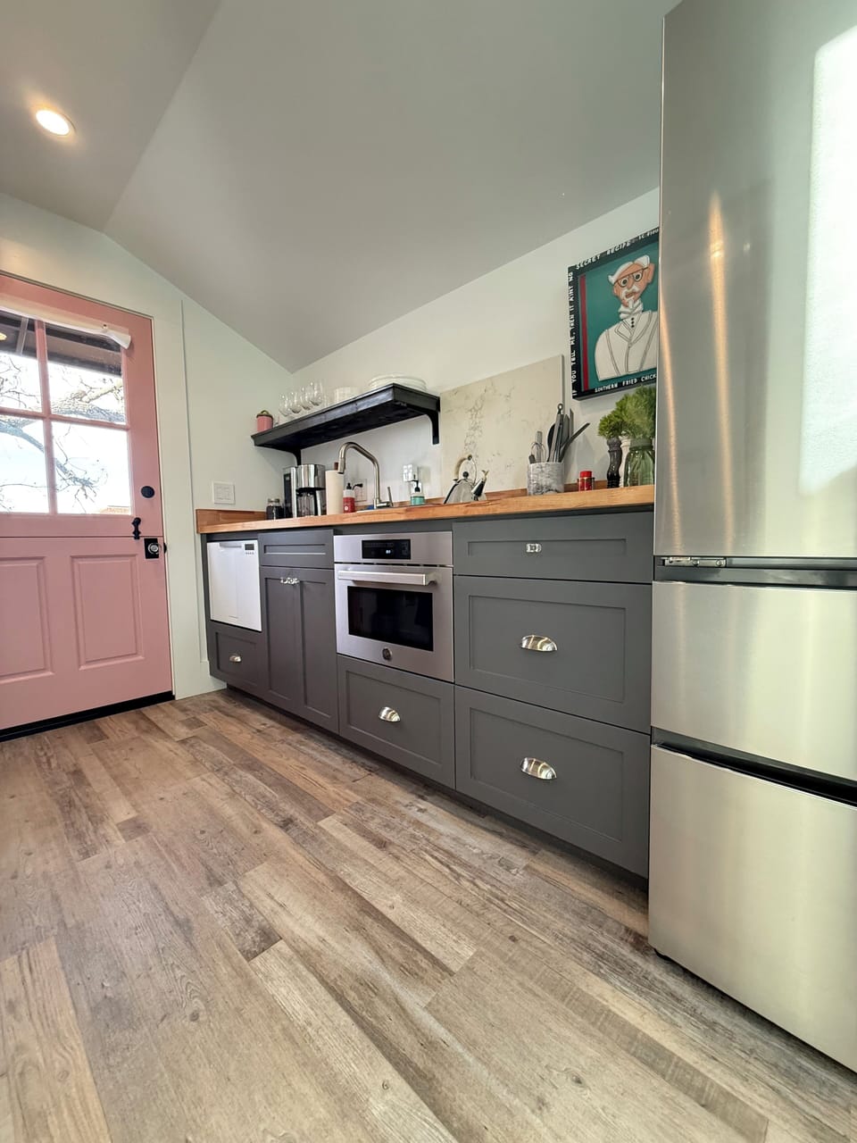 Fisher&Paykel dishwasher drawer, Bertazzoni oven/micro, Wolf induction stovetop.