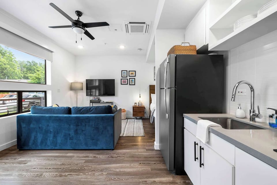 Living area and kitchenette