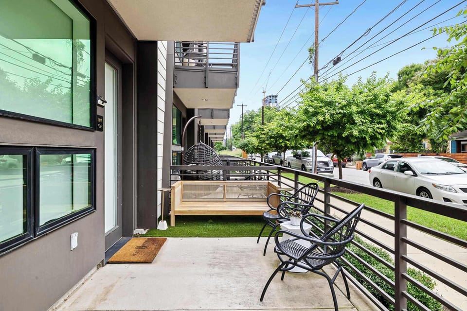 Patio with city views