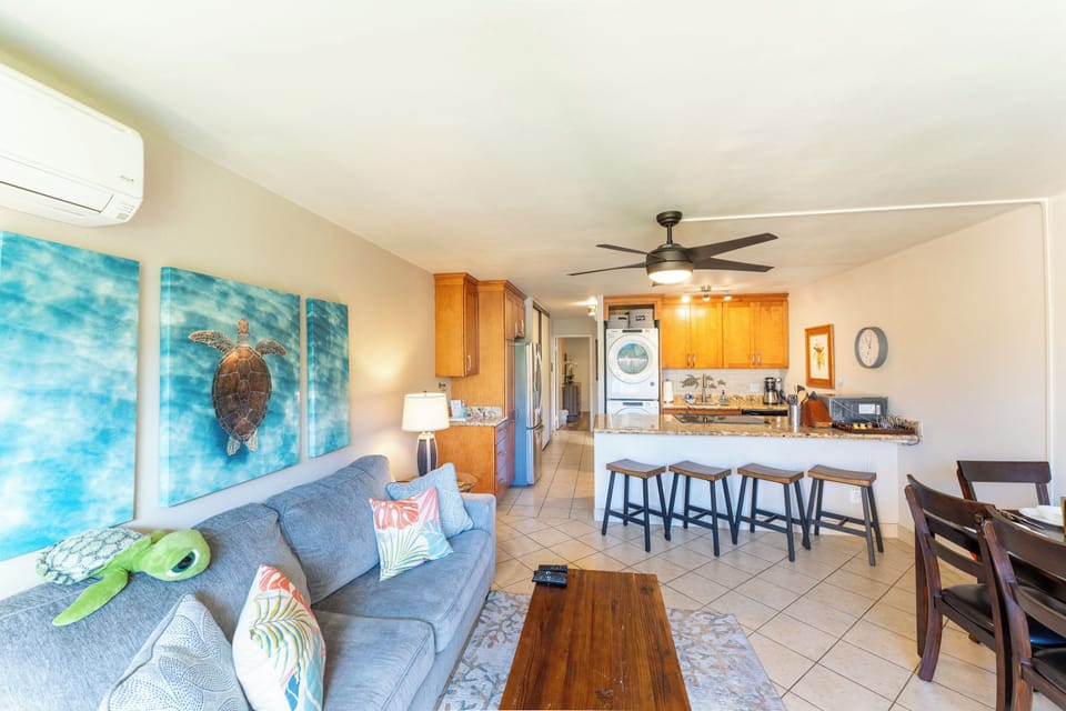 Relax in style in cozy living room, complete with a convenient sofa bed and TV