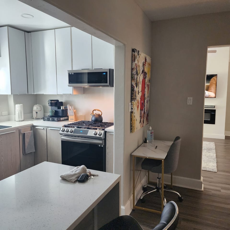 Overview of Kitchen and computer area