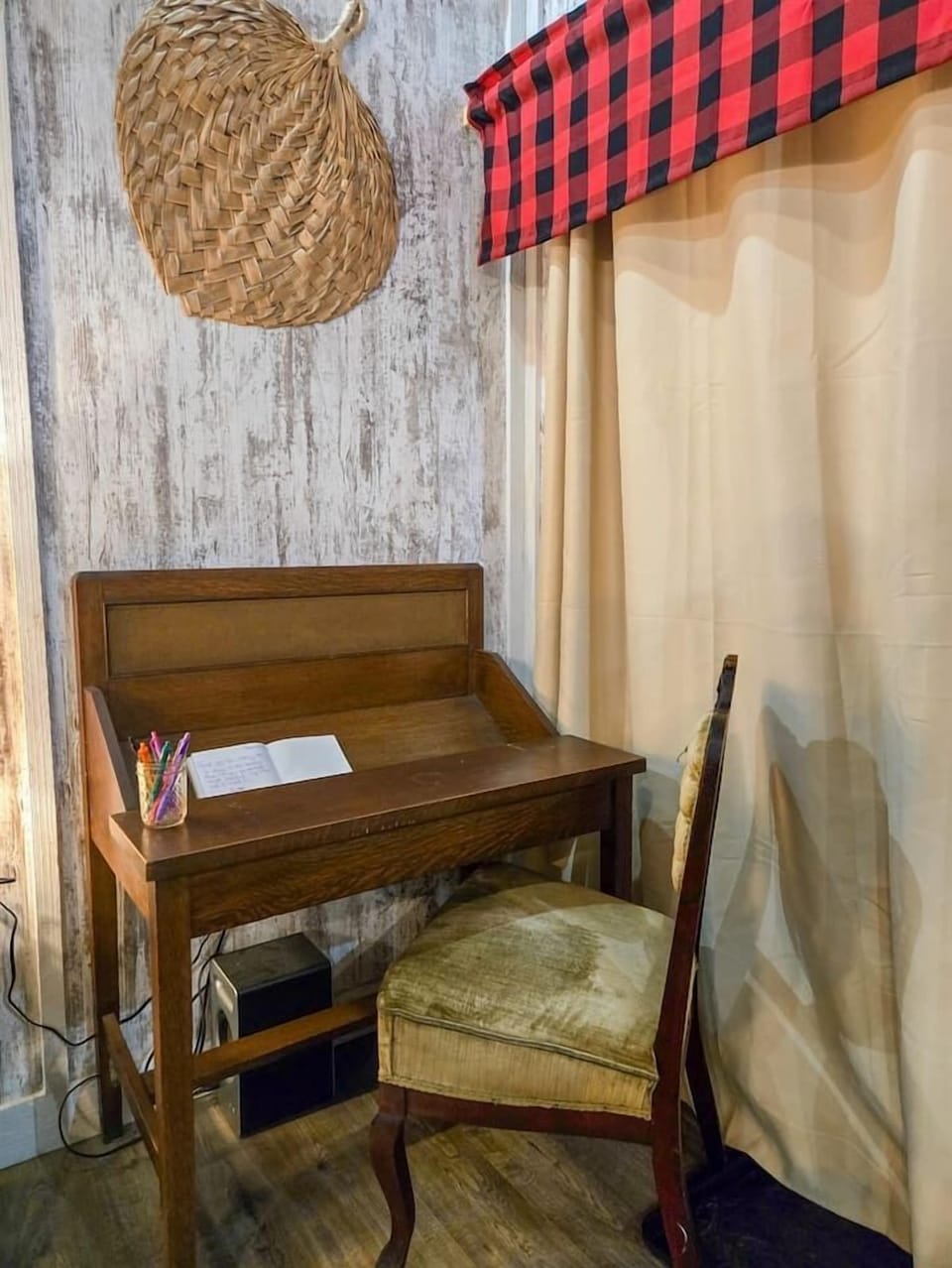 Dedicated workstation perfect for remote work or trip planning.