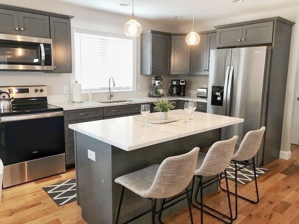 Kitchen and center island