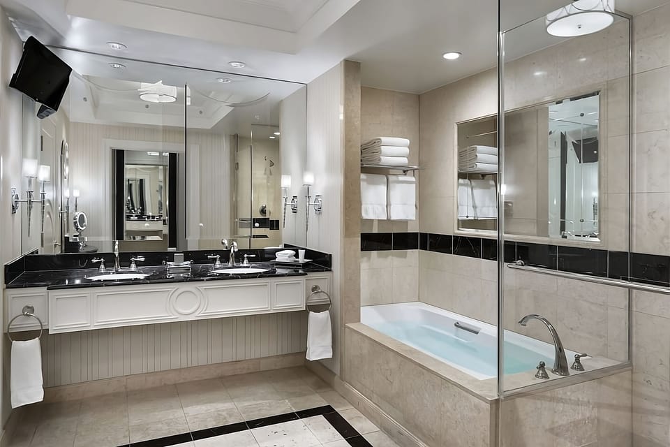 Soak peacefully in the deep tub after a long day.