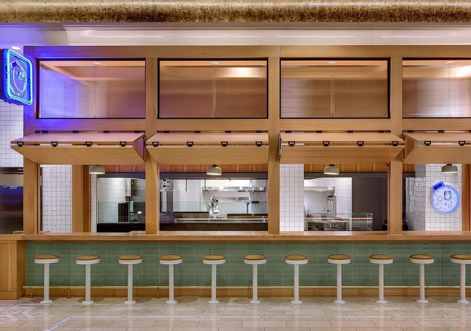 Grab a quick bite at the sleek counter seating.