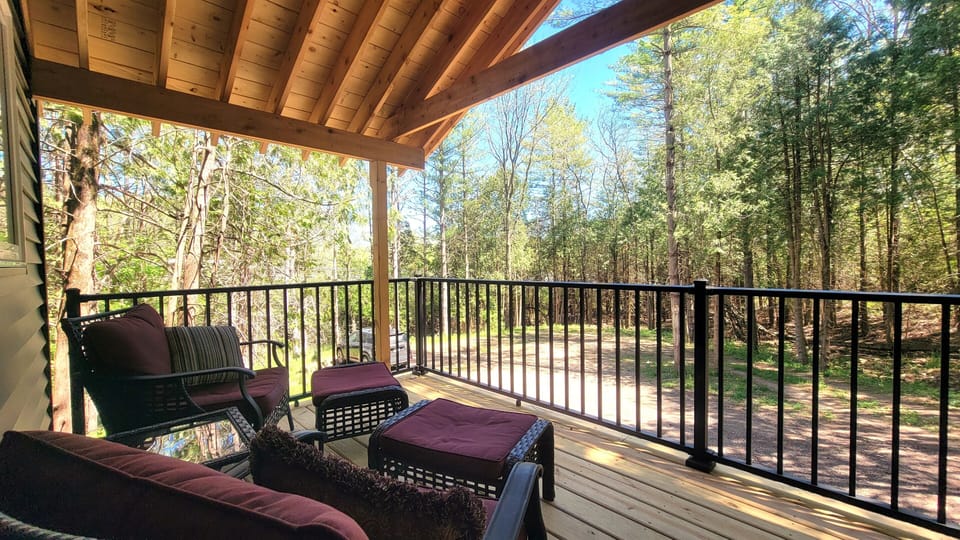 View from the comfy chairs on the covered porch. 