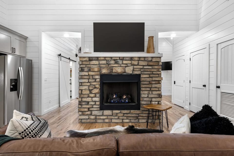 Gas fireplace in living area