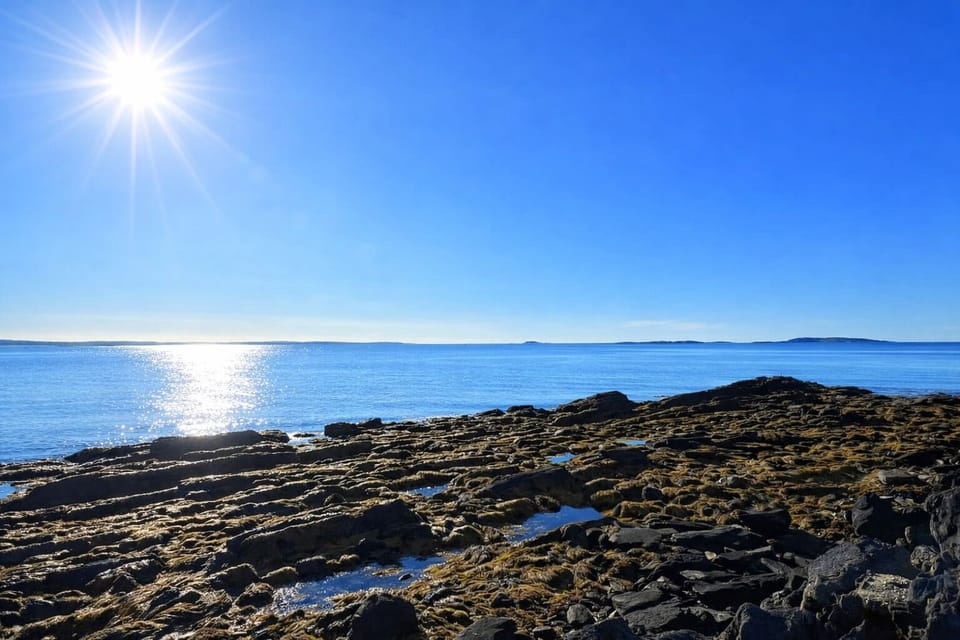 The tide pools at low tide at Saronole are perfect for exploring.