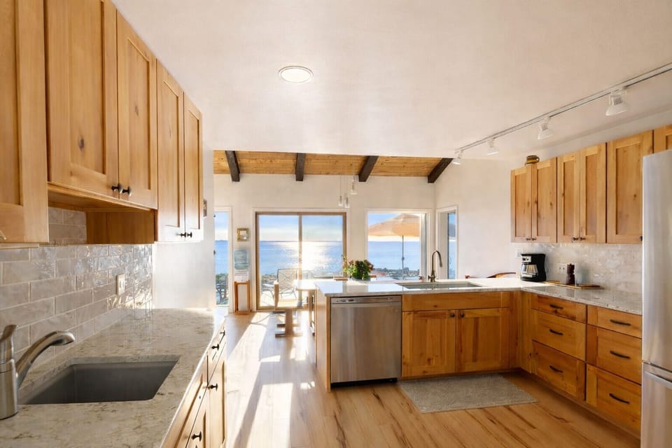 This newly renovated kitchen is the perfect place to cook and look out into the beautiful Atlantic Ocean.
