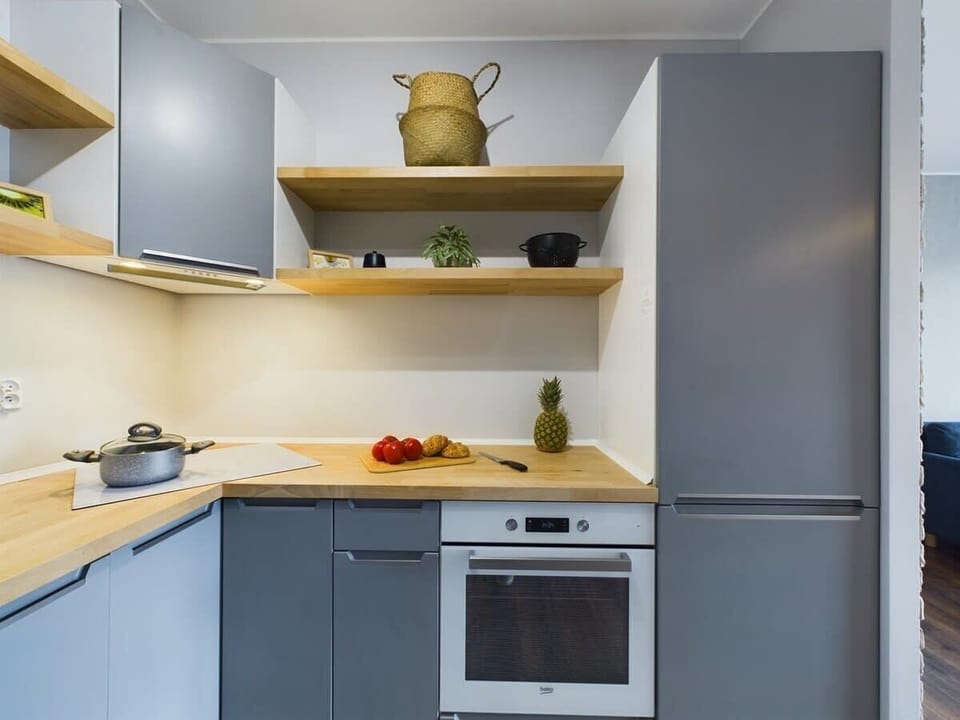 Kitchenette with a kettle.