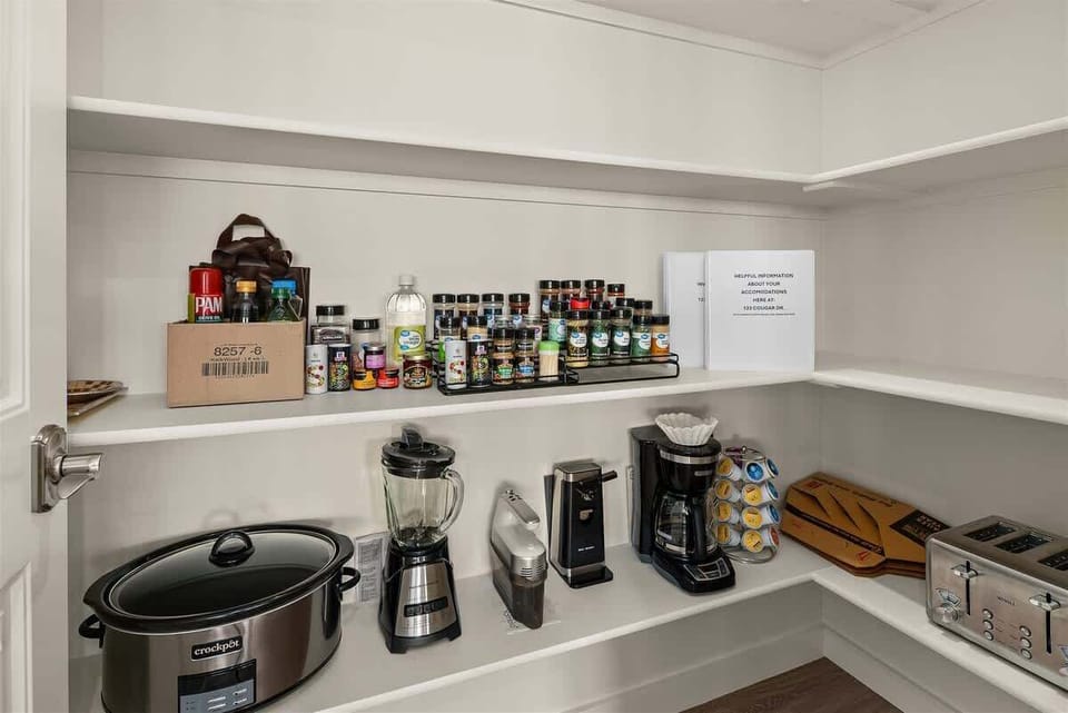 Pantry stocked with basic supplies