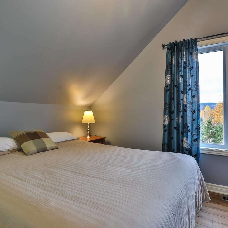 A room with a window that invites the outside in.