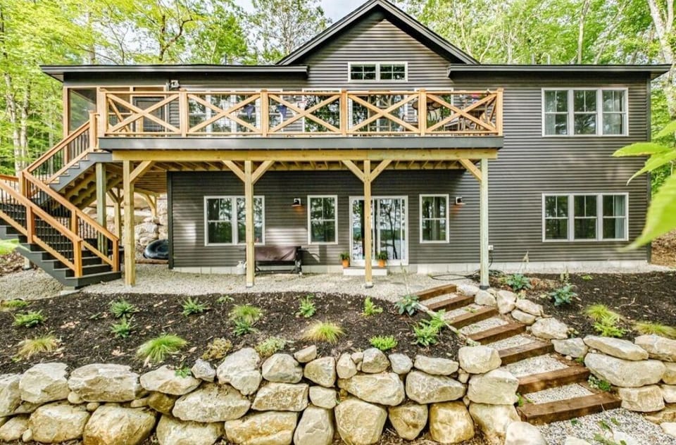 Lakeside view of the home