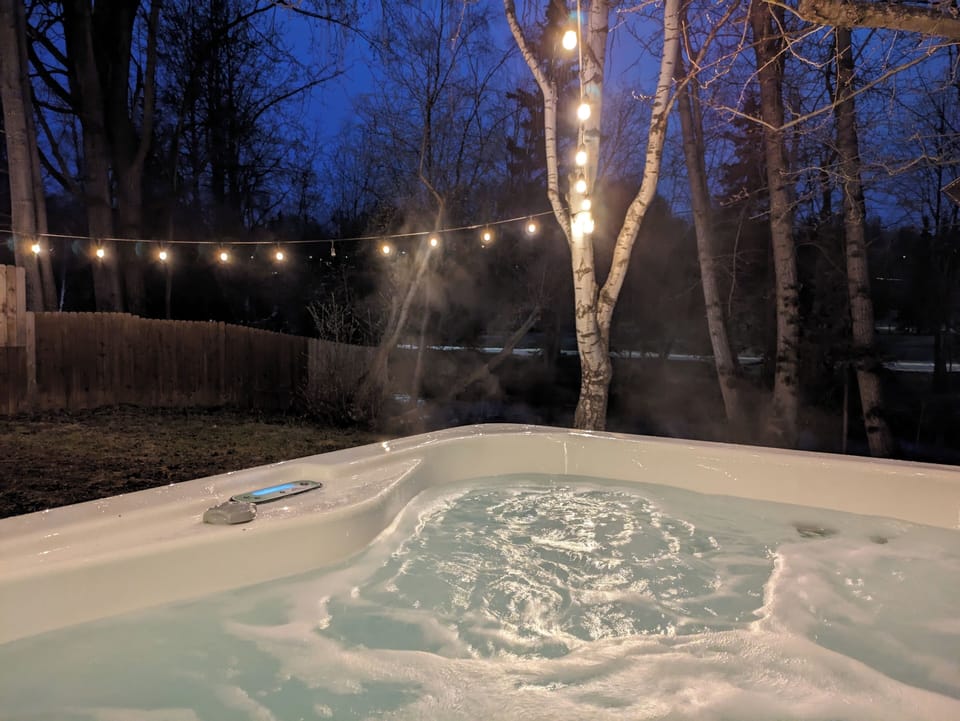 Hot tub on back porch
