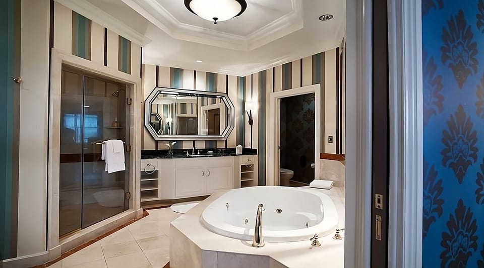 Soak and recharge in a spa bath with jetted tub.