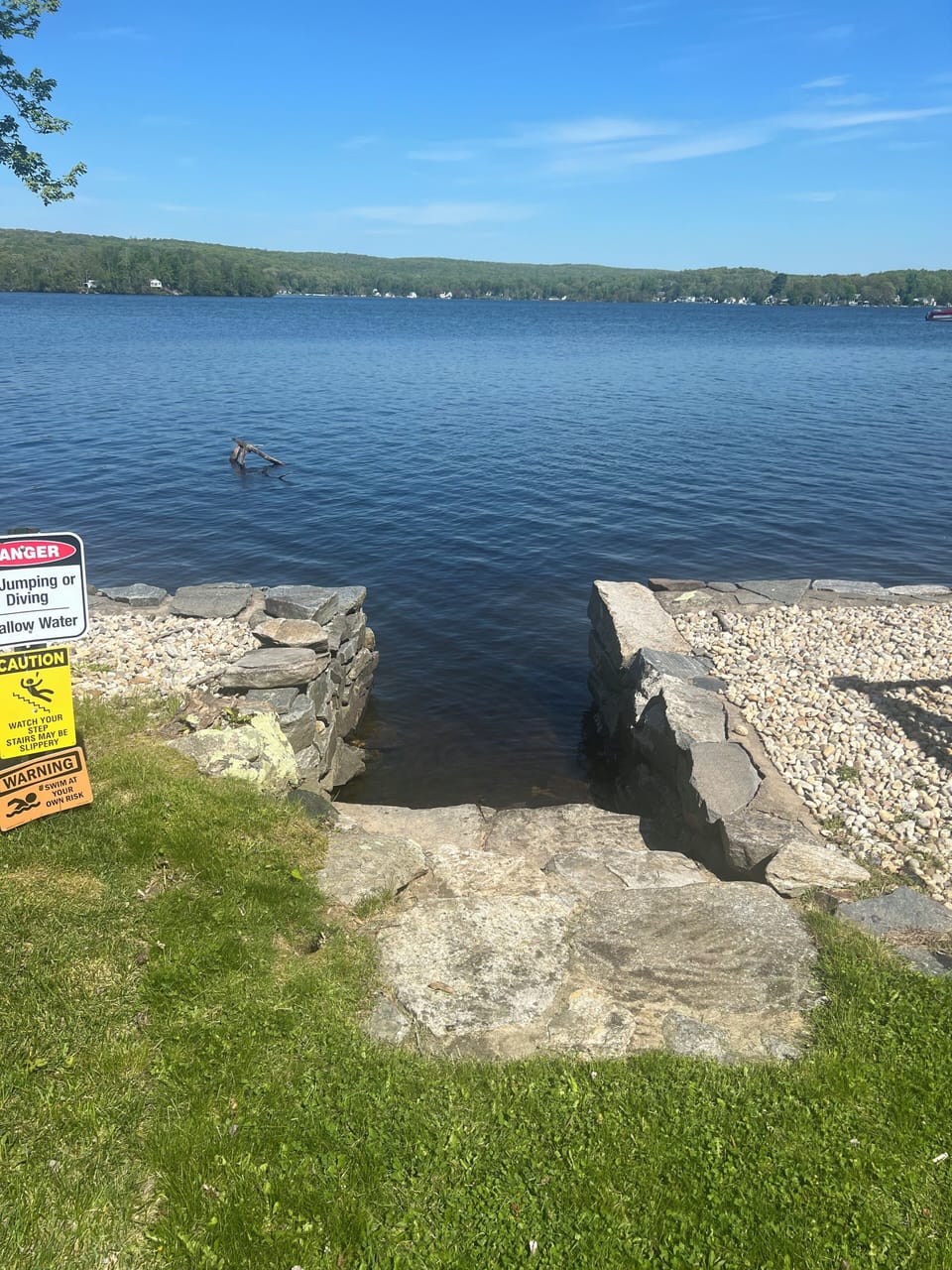 personal lake entrance in back yard
