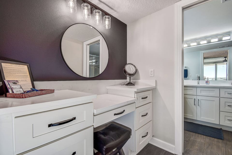 If working is required, there is a desk area between the master bed and bath.
