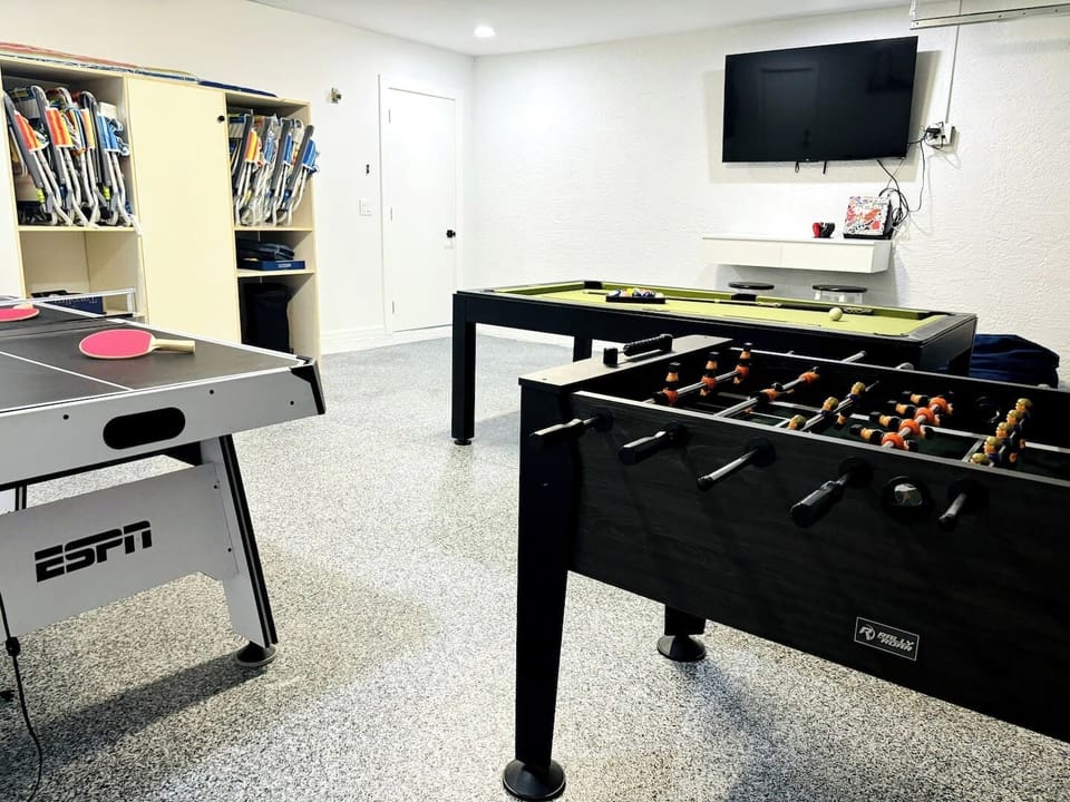 Games, gear, and good times—our game room has everything for family fun, indoors or beach-bound.