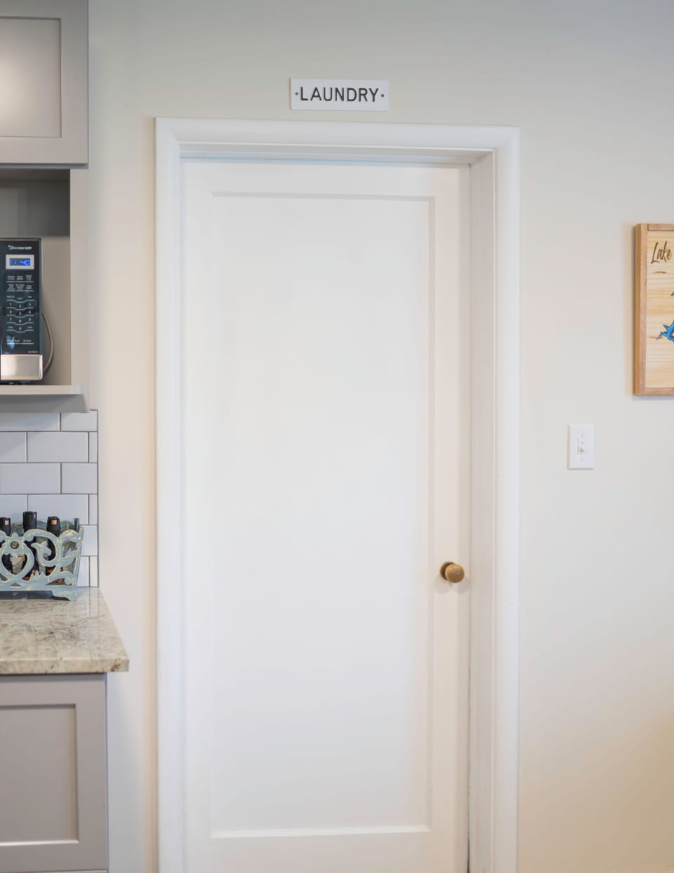 Door from kitchen that leads to laundry/mud room. 