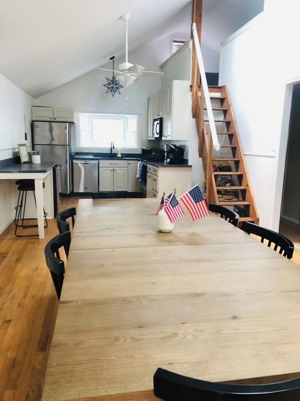 Nice big dining table for family meals and playing board games