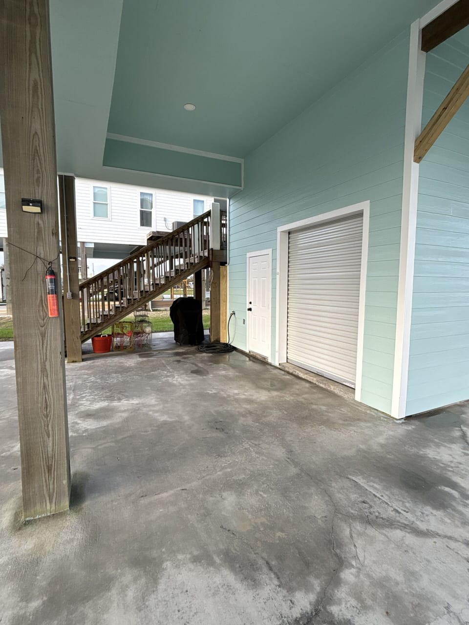 Outdoor bathroom, grill and crab traps