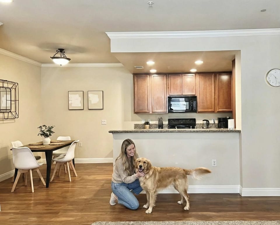 Pet-friendly apartment with room to relax.