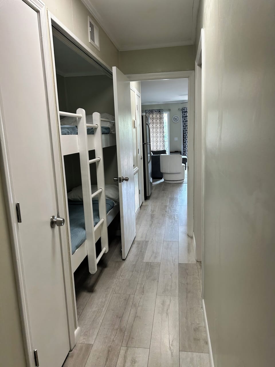 Hallway bunk beds.You are able to close the hall door for privacy