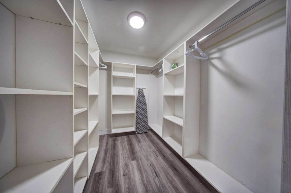 Spacious, organized walk-in closet