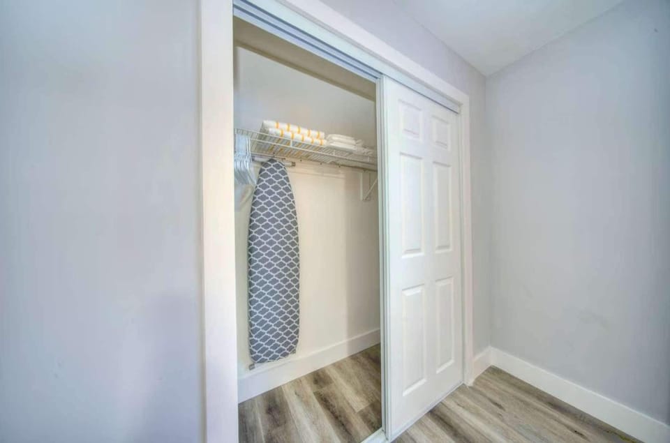 Closet with ironing essentials