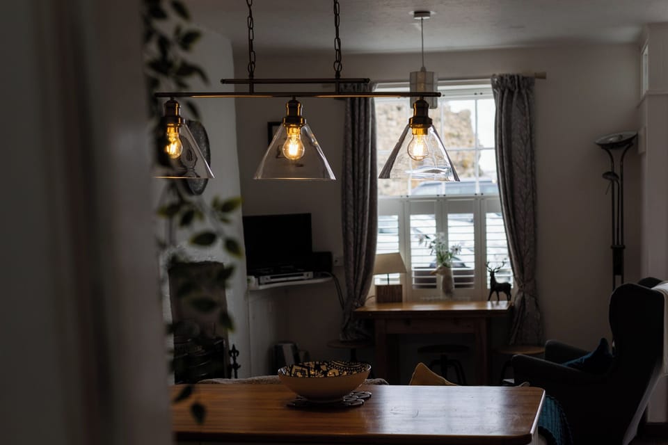 Water view cottage holiday rental conwy kitchen lights