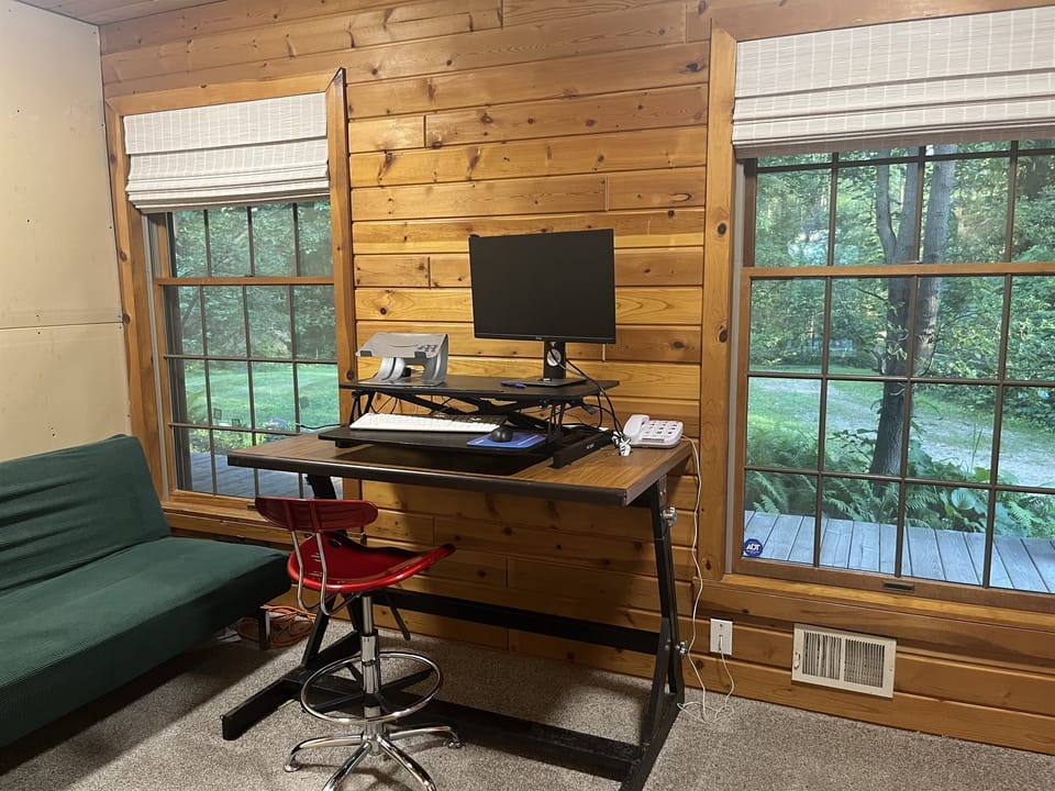 Need to work? Feel free to use our keyboard, mouse and monitor in this private office