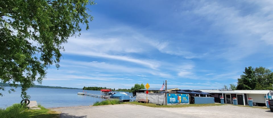 The public dock, left, next to Paradise Cove, at the south end of Lake Leelanau.